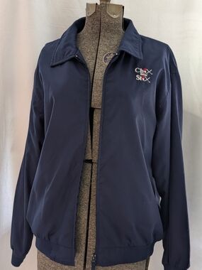 Ladies Golf Line "Chix With Stix" Navy Windbreaker Jacket.